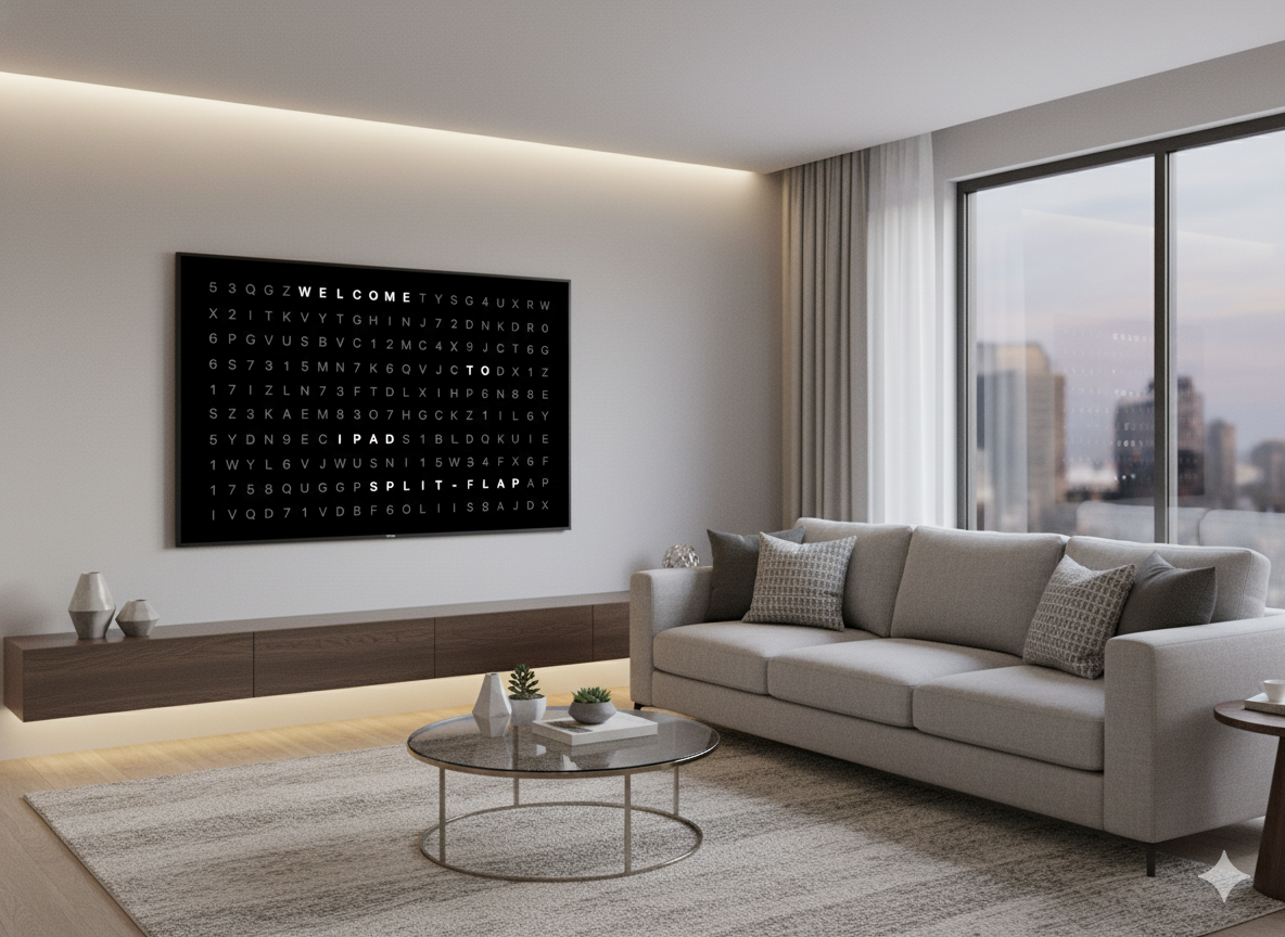 Word Matrix display in a living room