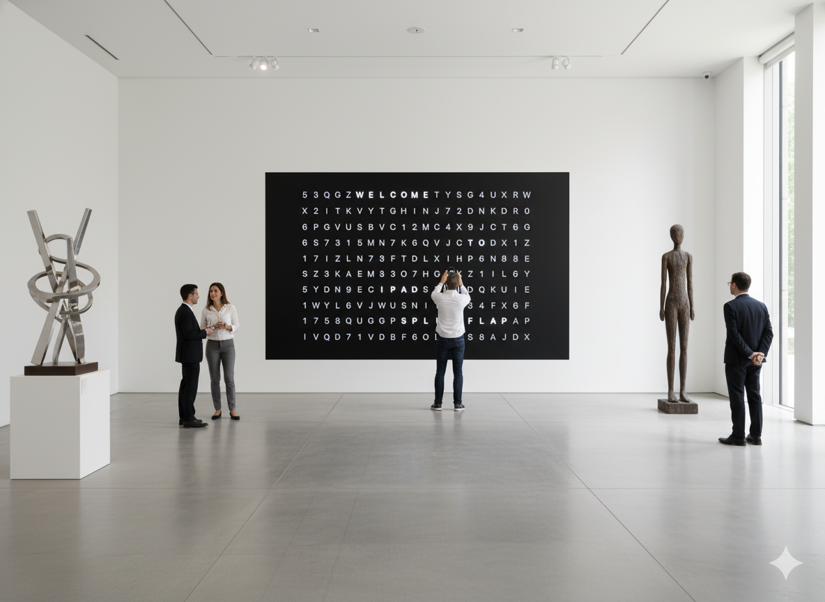 Word Matrix display in a museum-style setting